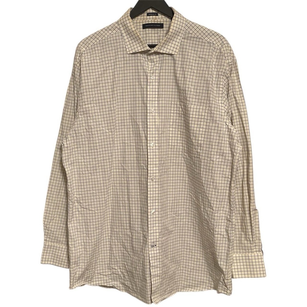 Tommy Hilfiger Regular fit Plaid Button Up collared formal front pocket shirt